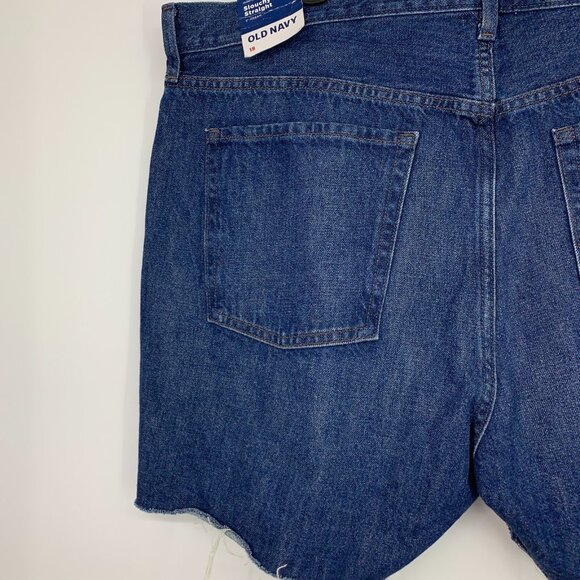 Old Navy Denim Shorts High Rise Slouchy Straight Fray Cut Off NWT - Picture 11 of 12